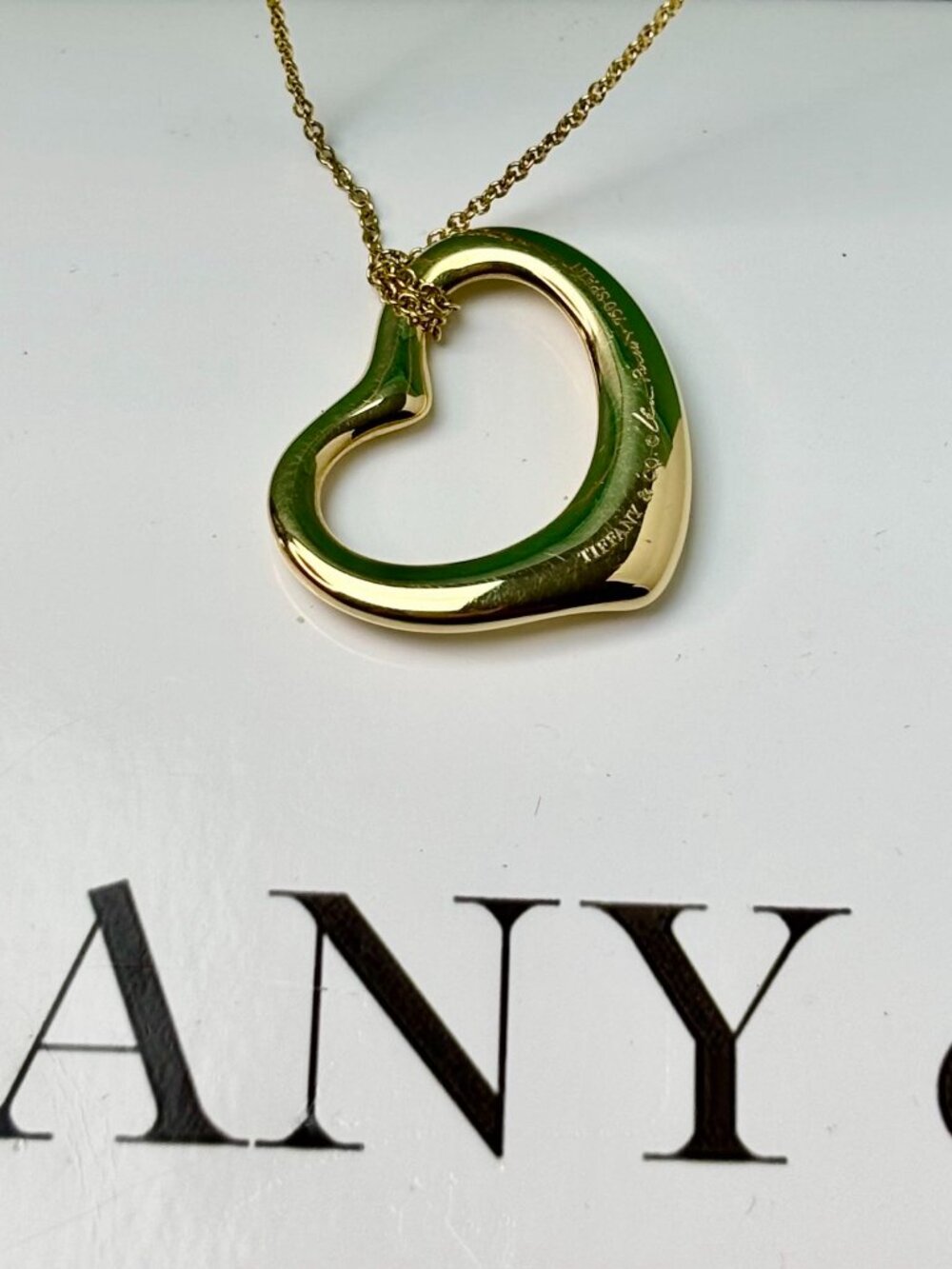 Tiffany & Co. Elsa Peretti  18KYG Open heart Pendant and Chain